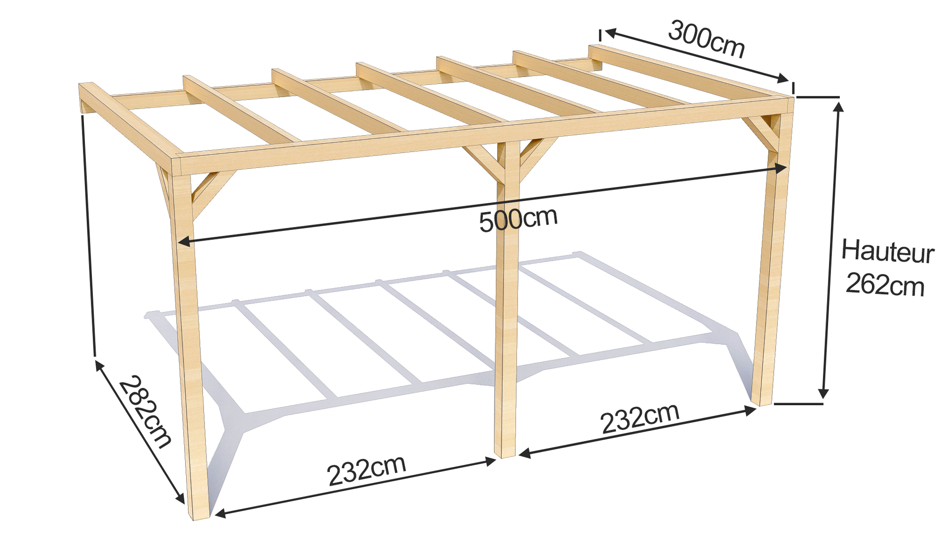 dimension d'une pergola bois come 5mx3m